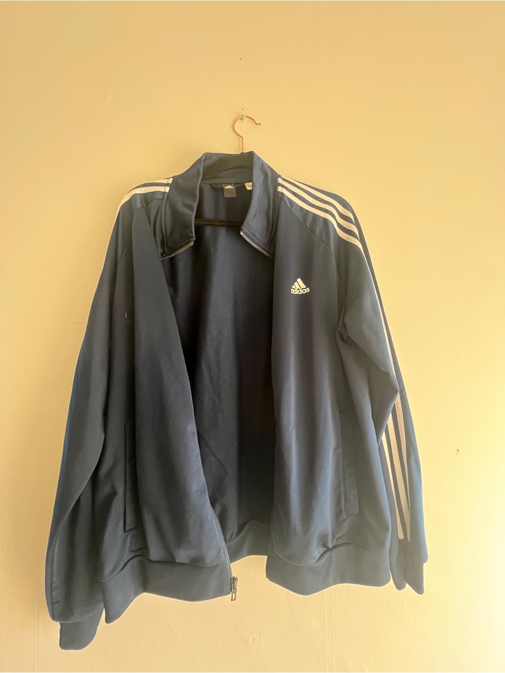 adidas Navy Blue Track Jacket with White Three-Stripes